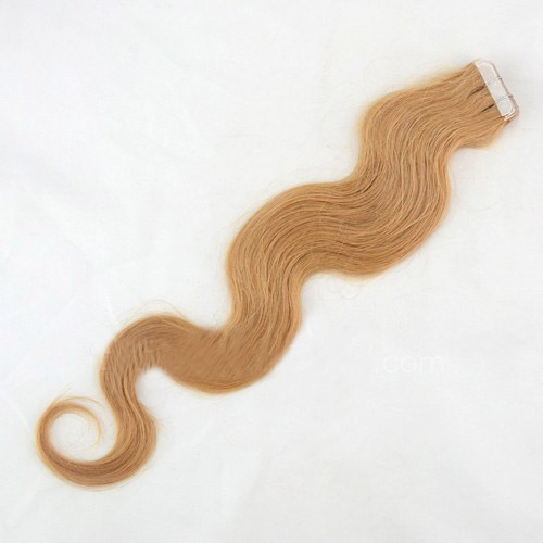 24 Inch #27 Strawberry Blonde Tape In Hair Extensions Luscious Body Wave 20 Pcs details pic 1