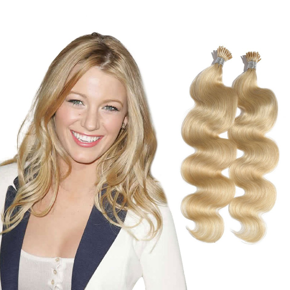 6 30 Inch 613 Bleach Blonde Stick I Tip Body Wave Real Human Hair Extensions 100S