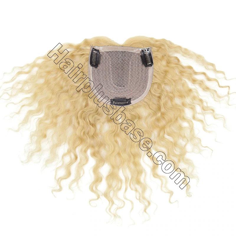 10 - 20 Inch Clip in Human Hair Toppers for Women, 5 Inch x 5 Inch Base Crown Topper Middle Part 2