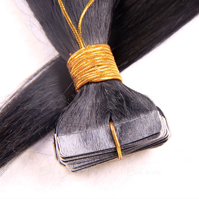 10 - 30 Inch Brazilian Remy Tape  In Hair Extensions #1B Natural Black Straight 20 Pcs 1