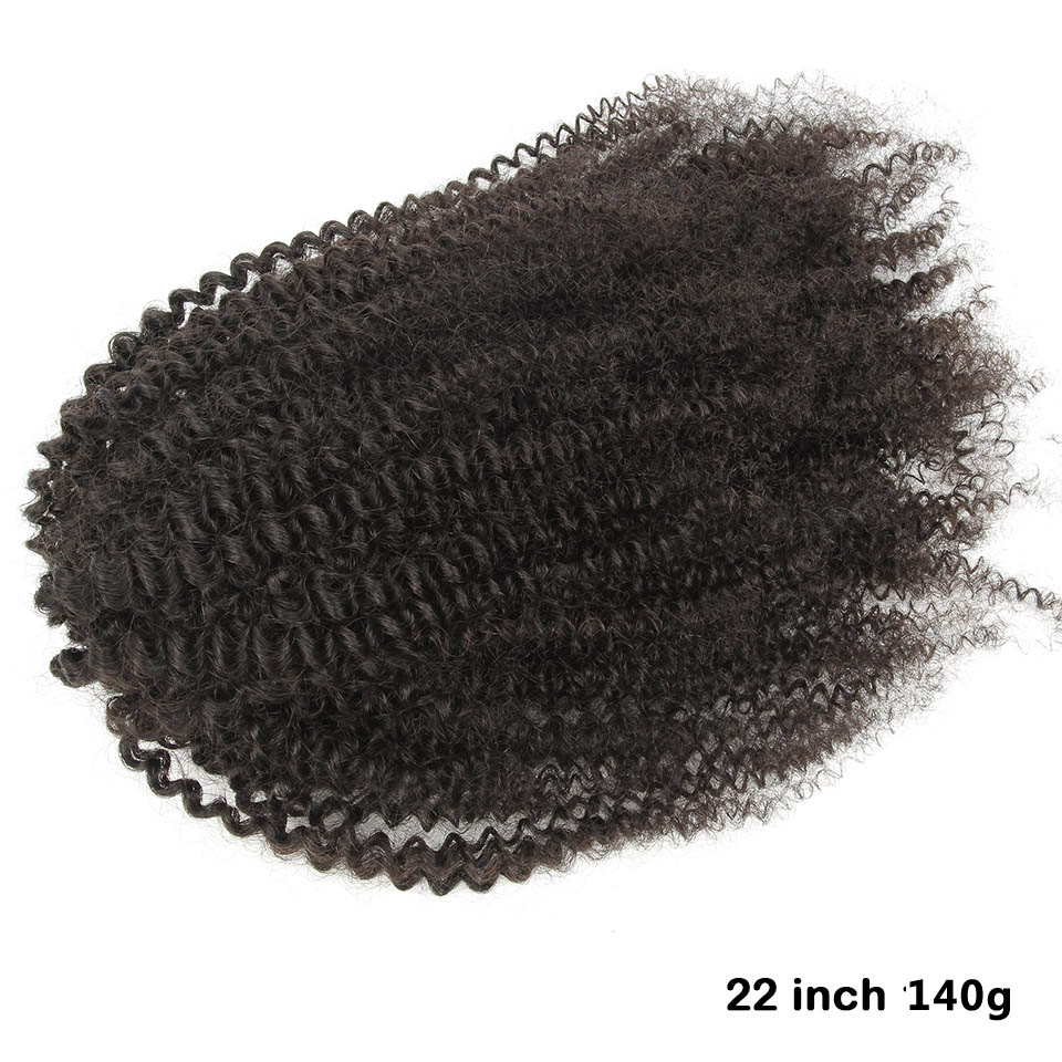 10  - 30 Inch Kinky Curly Human Hair Ponytail Drawstring Ponytail Extensions #1B Natural Black 3
