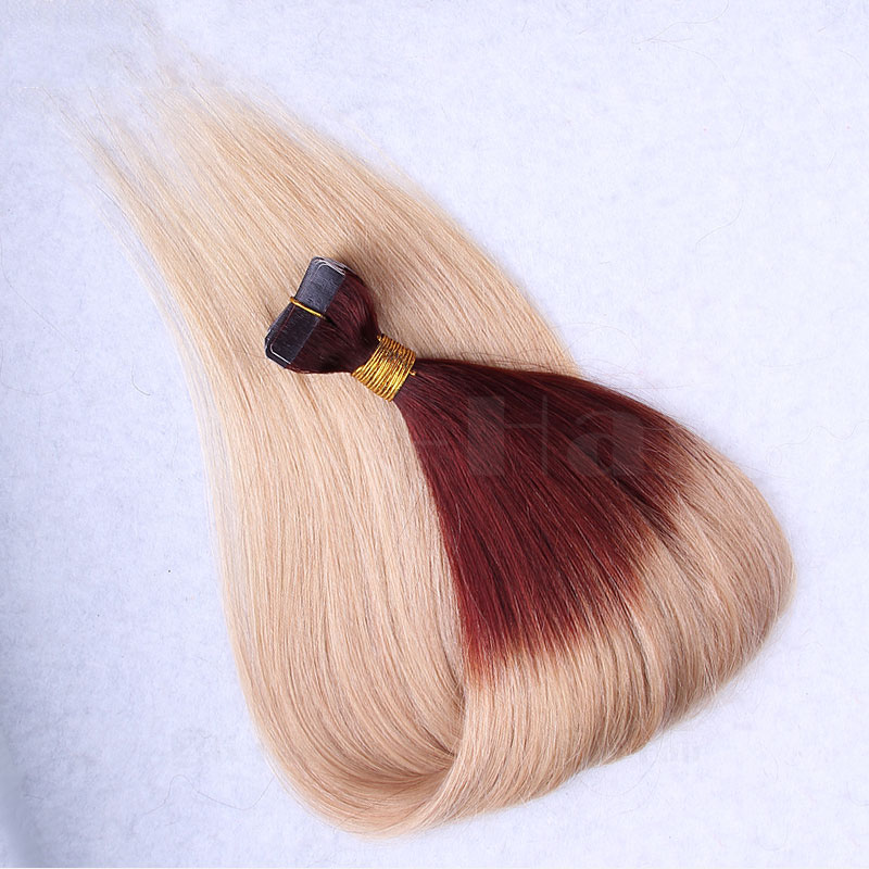 10 - 30 Inch Ombre Tape In Remy Human Hair Extensions Two Tone #30/22 Straight 20 Pcs