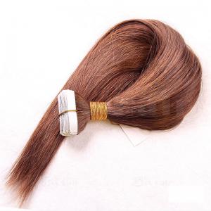 10 - 30 Inch Tape In Human Hair Extensions #6 Light Brown Straight 20 Pcs
