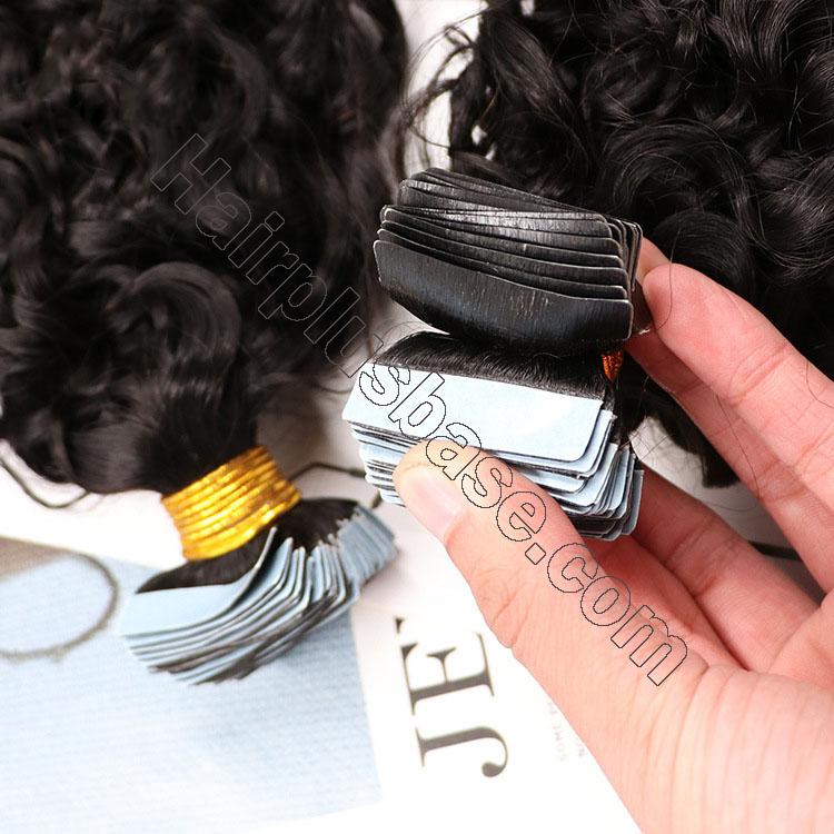 10 - 30 Inch Tape In Human Hair Extensions Curly 20 Pcs 5
