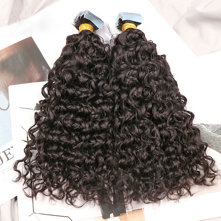 10 - 30 Inch Tape In Human Hair Extensions Curly 20 Pcs 9