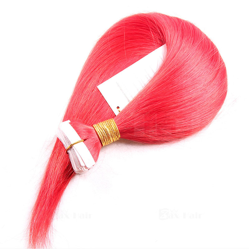 10 - 30 Inch Tape In Remy Human Hair Extensions Red Straight 20 Pcs