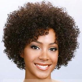 10 Inch New Vogue Short Curly Brown Side Bang African American Lace ...