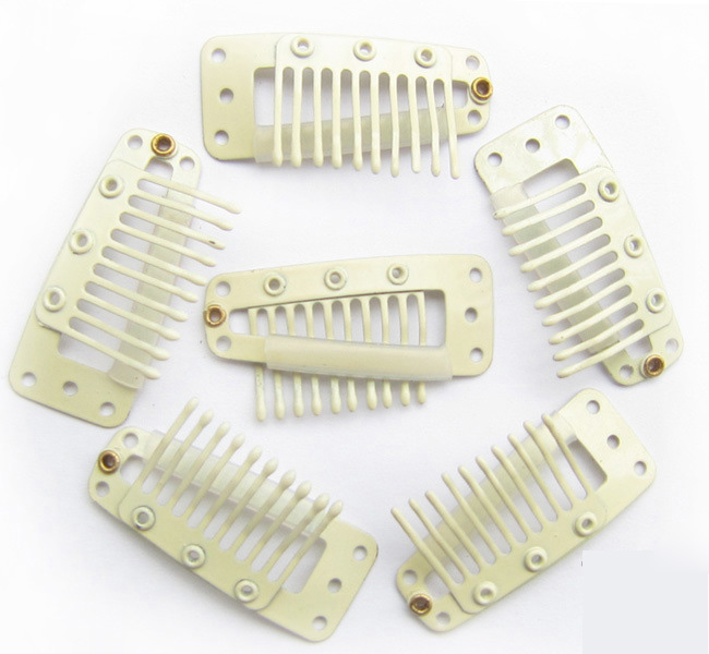 10 Teeth Beige Steel Hair Extension Clips 20pcs