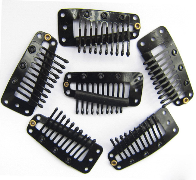 10 Teeth Black Steel Hair Extension Clips 20pcs