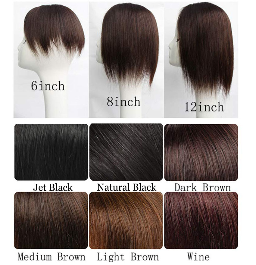 100% Human Hair Toppers Straight Hairpieces Clip In Top Crown Replacement Hair Extension For Cover White Loss Hair Free Part Toupee 2