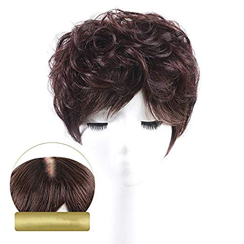 100% Real Human Hair Crown Toppers 5 Inch x 5.5 Inch Short Curly Clip in Top Hairpiece Wiglet for Women 2