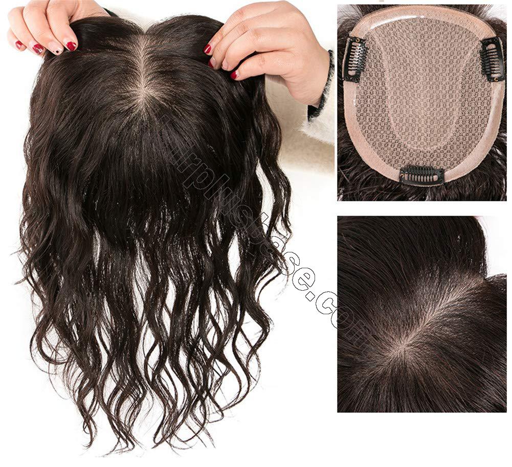 100% Real Human Hair Curly Crown Topper Hairpiece for Women Realistic ...