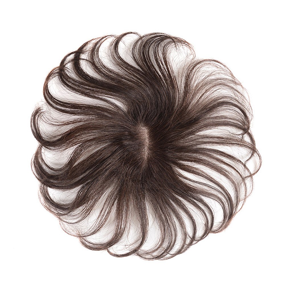100% Human Hair Crown Wiglet Hair Piece Curly Hair Topper For Loss Hair Cover White Hair 5*8cm 0