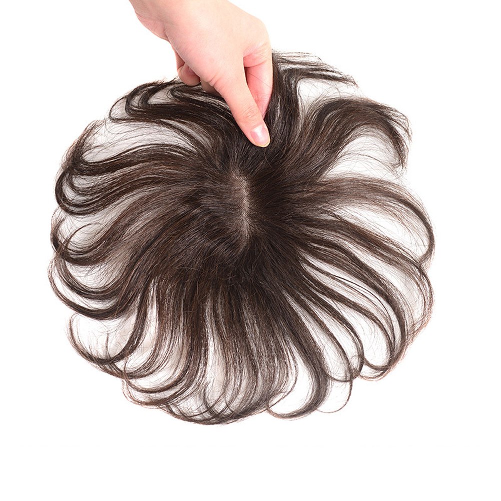 100 Human Hair Toupee Crown Wiglet HairPiece Net Breathable Light And