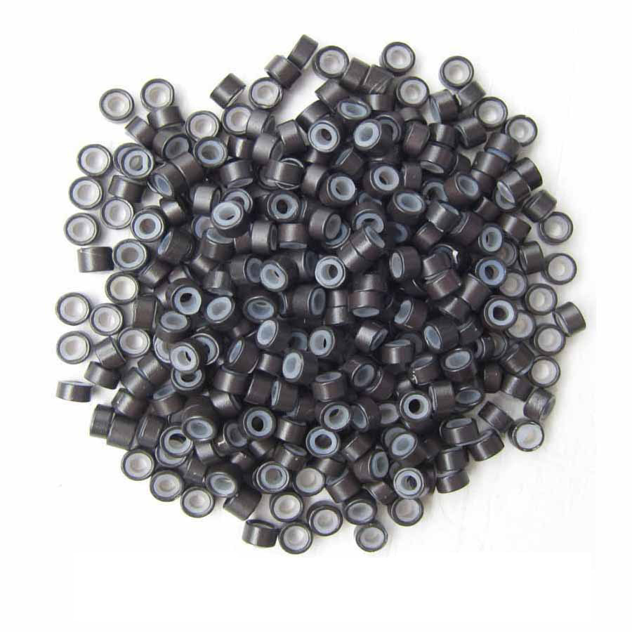500pcs Dark Brown Aluminium Silicone Beads for Hair Extensions
