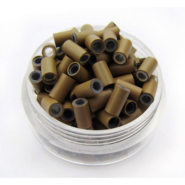 500pcs Light Brown Copper Silicone Beads for Hair Extensions