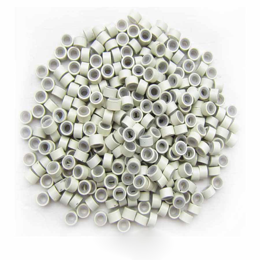 500pcs White Aluminium Silicone Beads for Hair Extensions