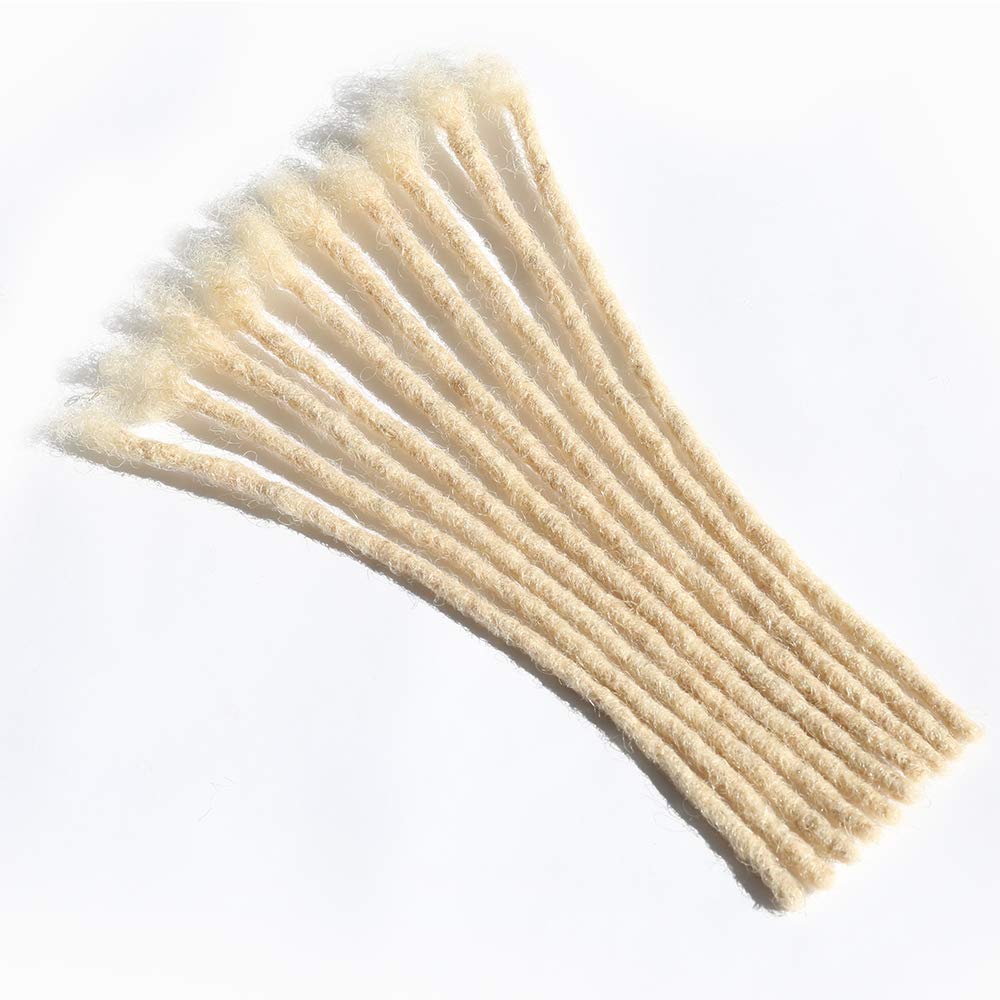 10pc Short Handmade Dreadlocks 100% Human Hair Crochet Locs Extension 8mm Blonde 6