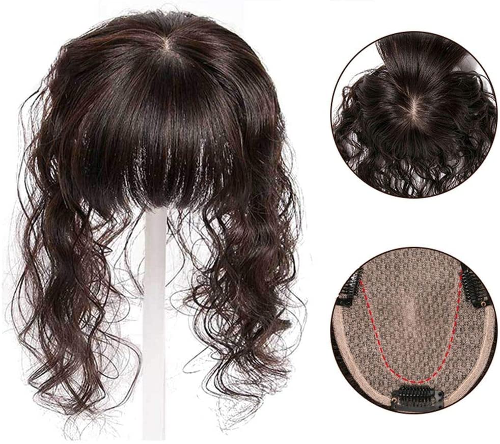 10x12CM Silk Base Real Human Hair Topper with Bangs for Women Curly