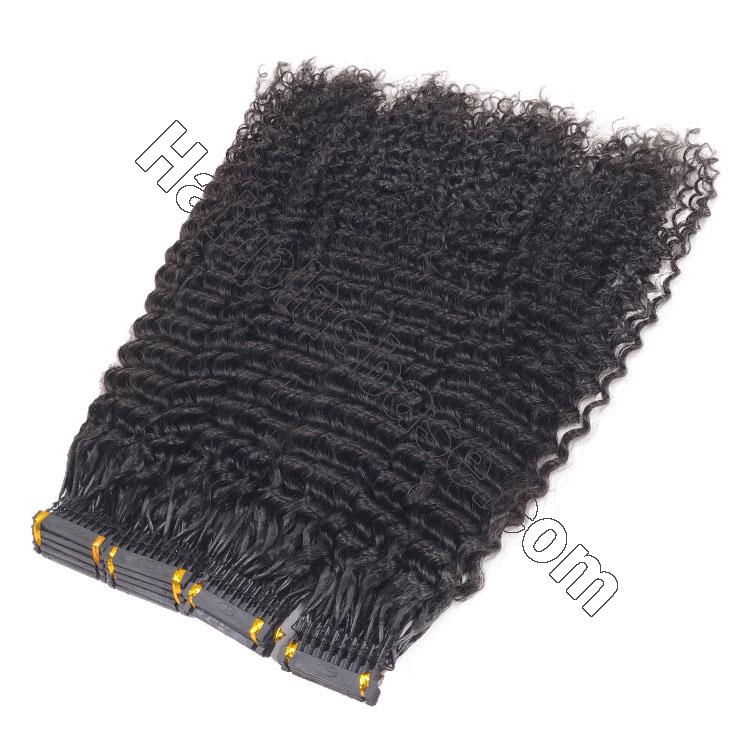 14 - 30 Inch 6D Hair Extensions Kinky Curly Human Hair 10 Rows 10 Strands/Row 2