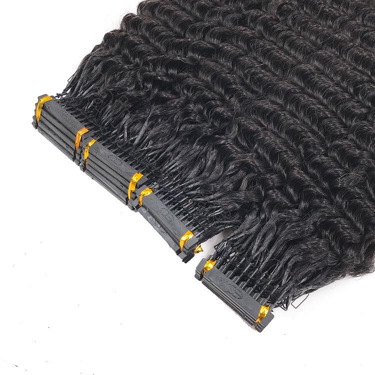 14 - 30 Inch 6D Hair Extensions Kinky Curly Human Hair 10 Rows 10 Strands/Row 3