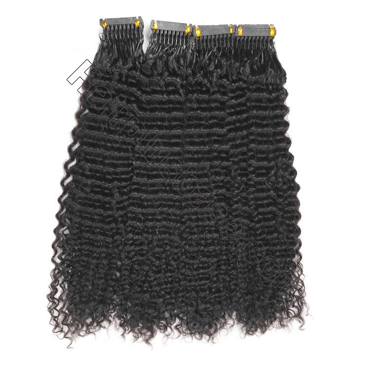 14 - 30 Inch 6D Hair Extensions Kinky Curly Human Hair 10 Rows 10 Strands/Row 4