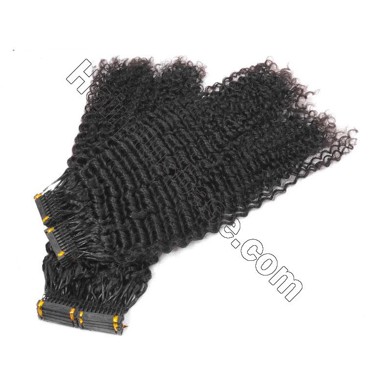 14 - 30 Inch 6D Hair Extensions Kinky Curly Human Hair 10 Rows 10 Strands/Row 5