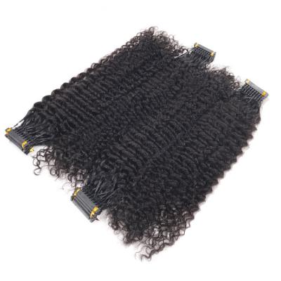 14 - 30 Inch 6D Hair Extensions Kinky Curly Human Hair 10 Rows 10 Strands/Row