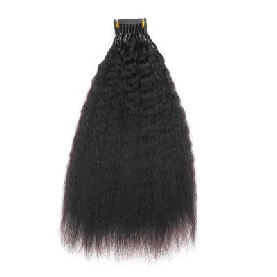 14 - 30 Inch 6D Human Hair Extensions Kinky Straight 10 Rows 10 Strands/Row