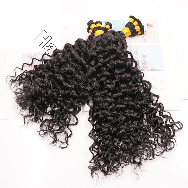 14 - 30 Inch Curly Hand Tied Hair Extensions Human Hair Wefts 6 Bundles/Pack 3
