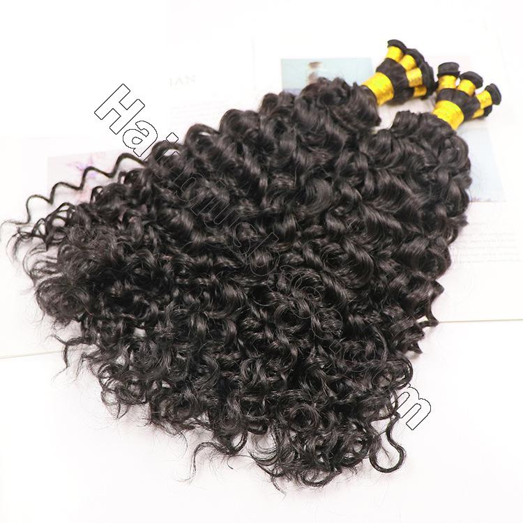14 - 30 Inch Curly Hand Tied Hair Extensions Human Hair Wefts 6 Bundles/Pack 5