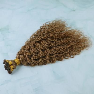14 - 30 Inch Hand Tied Hair Extensions Curly Human Hair Wefts 6 Bundles/Pack