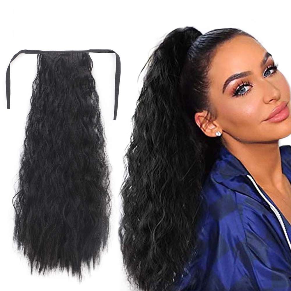 14 - 32 Inch Curly Human Hair Ponytail Lace/Ribbon Ponytail Extensions ...