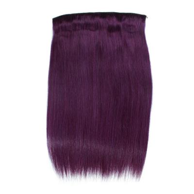 14 - 32 Inch Human Hair Halo Extensions Purple Straight