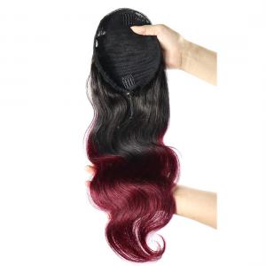 14 - 32 Inch Ombre Body Wave Human Hair Ponytail Drawstring Clip Ponytail Extensions #1B/Light 99J