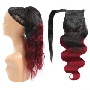 14 - 32 Inch Ombre Body Wave Human Hair Ponytail Wrap Around Ponytail Extensions #1B/Light 99J