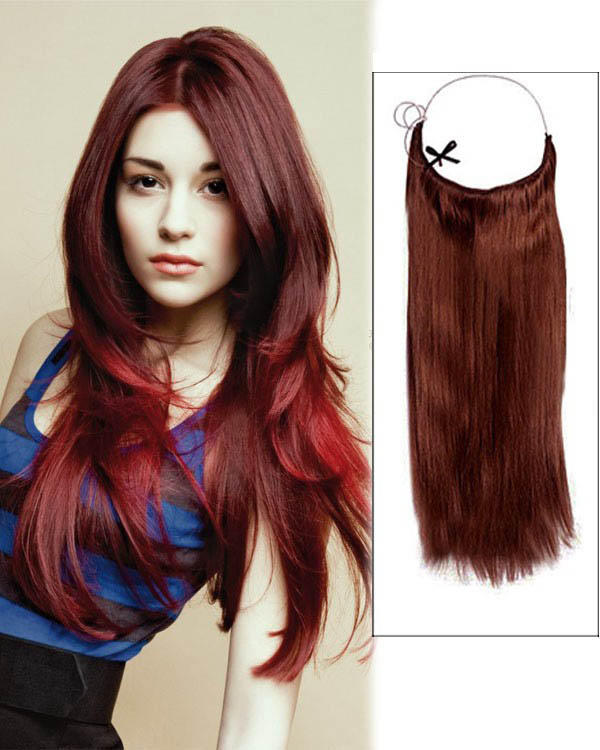 14 32 Inch Straight Secret Human Hair Extensions 33 Dark Auburn