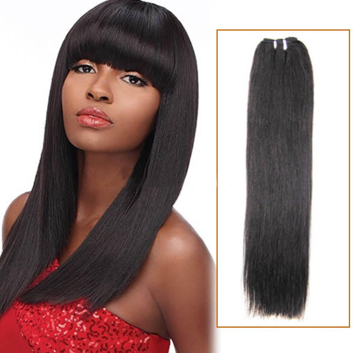 14 Inch 1b Natural Black Straight Virgin Hair Wefts