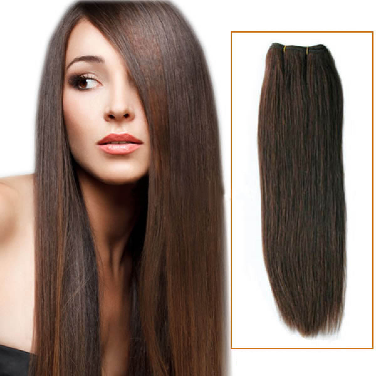 14 Inch #2 Dark Brown Straight Brazilian Virgin Hair Wefts