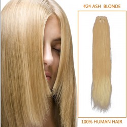14 Inch #24 Ash Blonde Straight Indian Remy Hair Wefts
