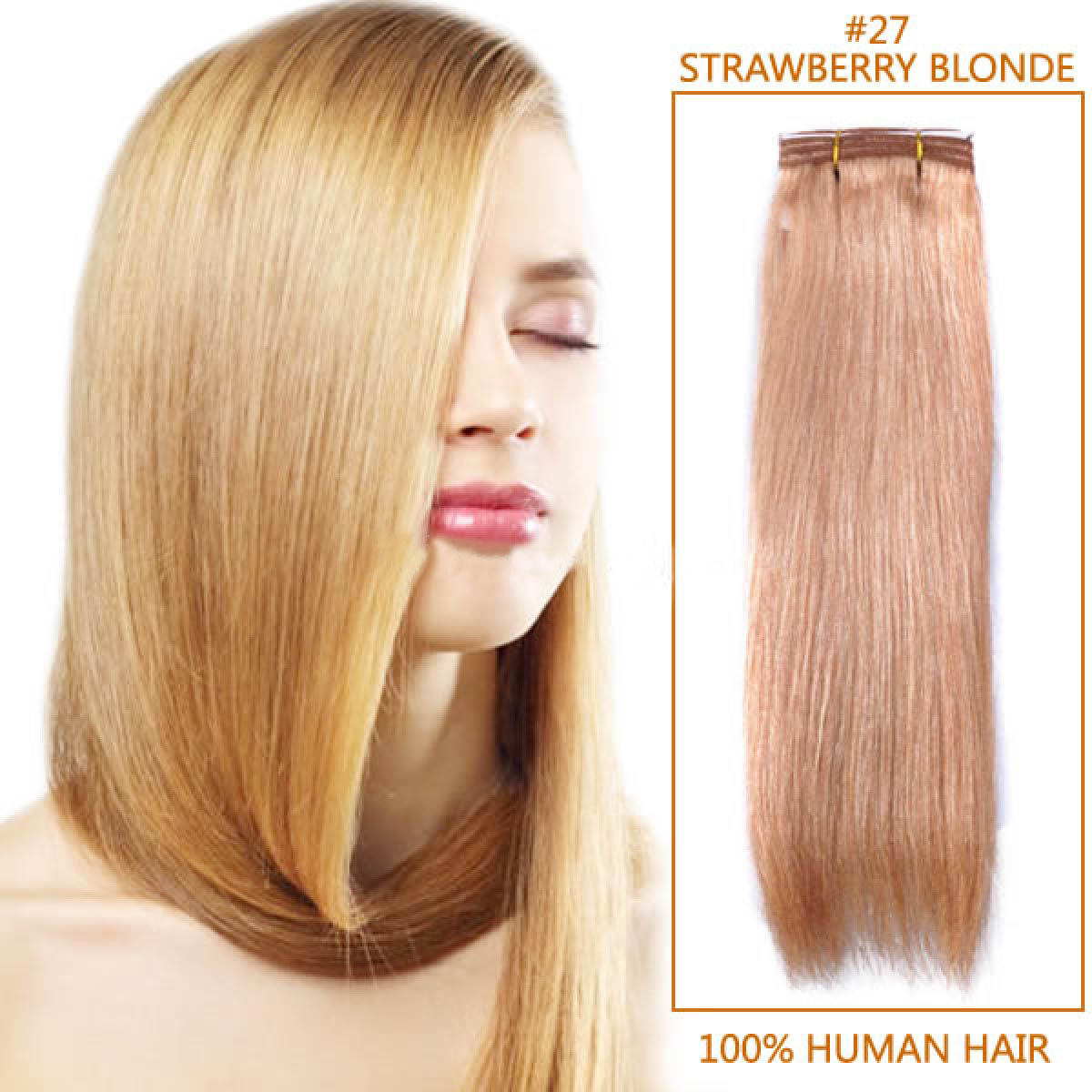 Inch 27 Strawberry Blonde Straight Indian Remy Hair Wefts