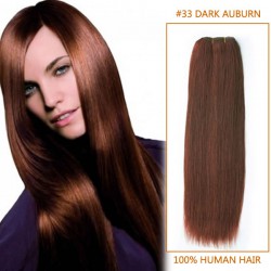 14 Inch #33 Dark Auburn Straight Virgin Hair Wefts