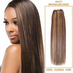 14 Inch #4/27 Brown/Blonde Straight Virgin Hair Wefts