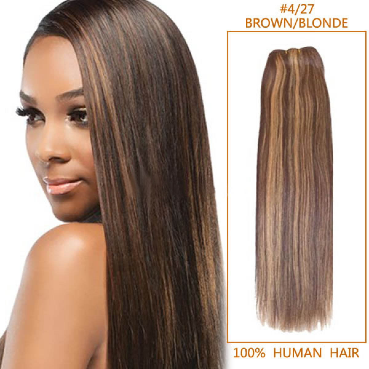 Inch 4 27 Brown Blonde Straight Indian Remy Hair Wefts