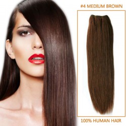 14 Inch #4 Medium Brown Straight Indian Remy Hair Wefts