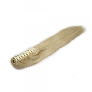 14 Inch Claw Clip Human Hair Ponytail Straight #24 Ash Blonde
