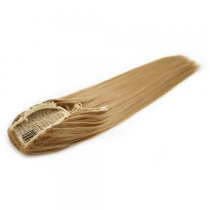 14 Inch Drawstring Human Hair Ponytail Glaring Straight #27 Strawberry Blonde