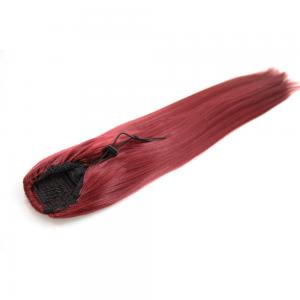 14 Inch Drawstring Human Hair Ponytail Special Straight Red