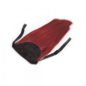 14 Inch Fashion Lace/Ribbon Human Hair Ponytail Straight Red