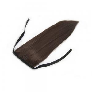 14 Inch Lace/Ribbon Human Hair Ponytail Ladylike Straight #4 Medium Brown